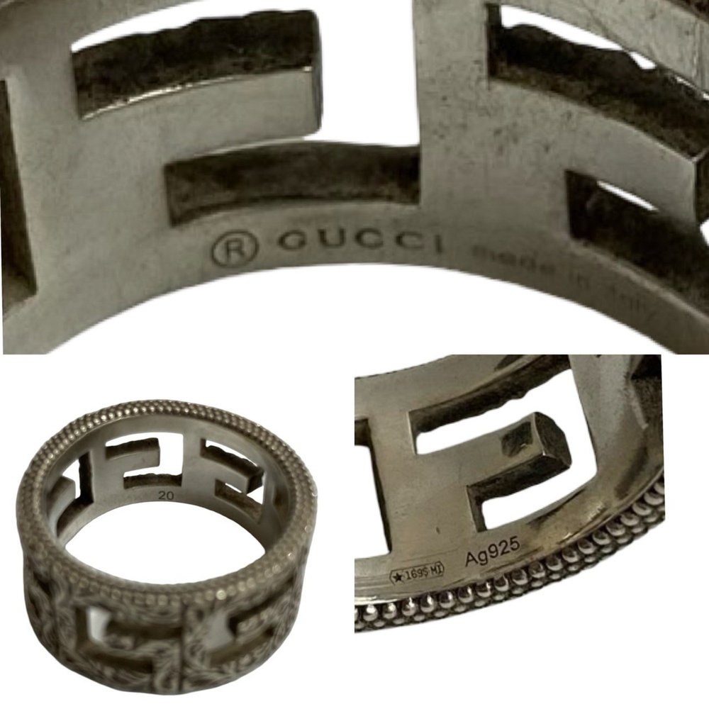 GUCCI Square G Arabesque Sterling Silver 925 Ring for Men and Women, 72174 - Picture 3 of 6